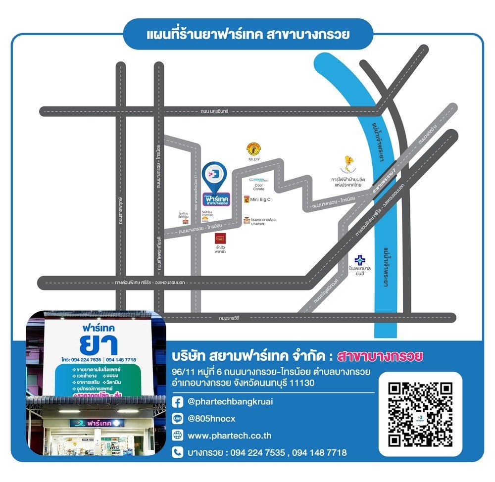 แผนที่ร้านยาฟาร์เทค สาขาบางกรวย